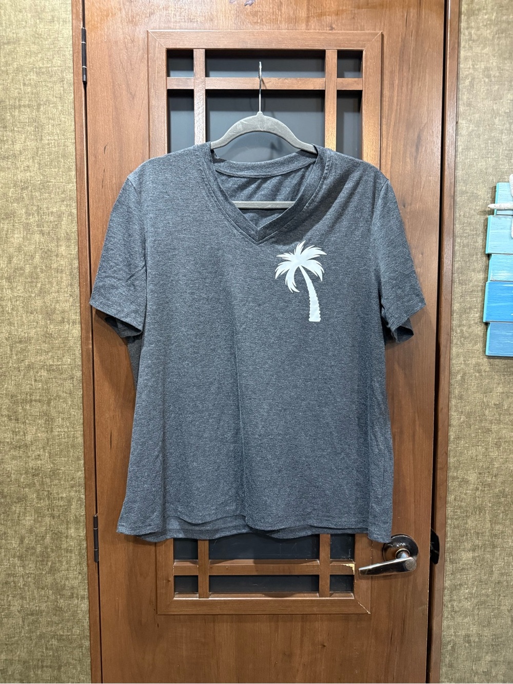 Unk Women's Charcoal V-Neck Palm Tee